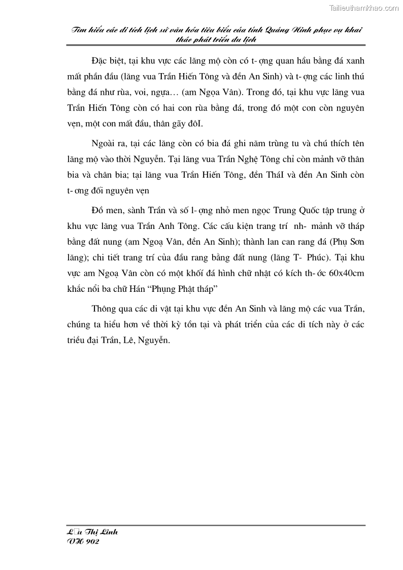 Khóa luận tốt nghiệp văn hóa du lịch Tìm hiểu các di tích lịch sử văn hóa tiêu biểu của tỉnh Quảng Ninh phục vụ khai thác phát triển du lịch - 9 Trang 65