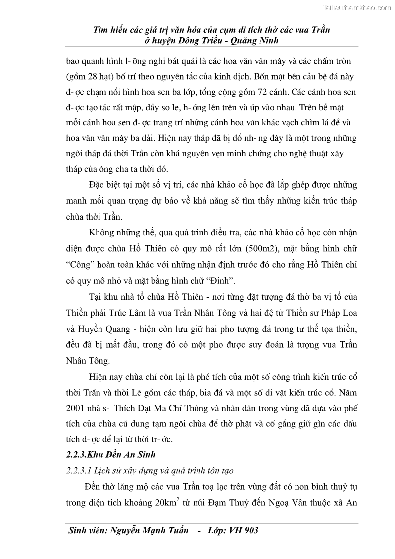 Khóa luận tốt nghiệp văn hóa du lịch Tìm hiểu các giá trị văn hóa của cụm di tích thờ các vua Trần ở huyện Đông Triều - Quảng Ninh - 10 Trang 55