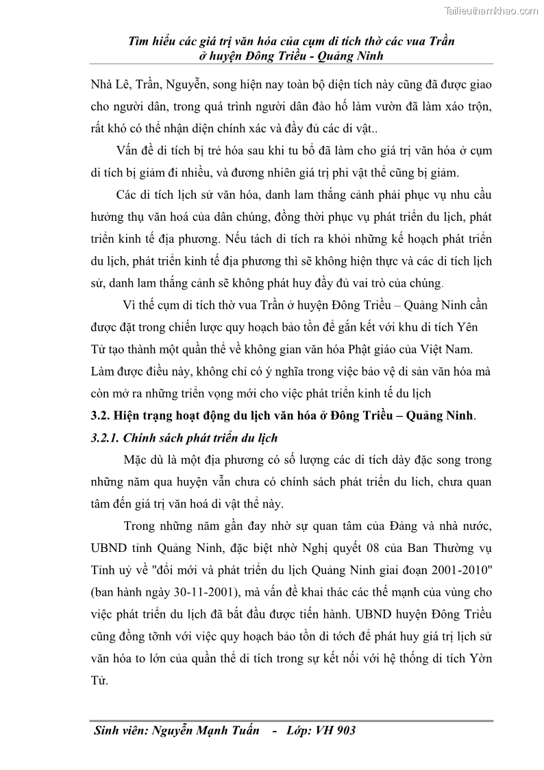 Khóa luận tốt nghiệp văn hóa du lịch Tìm hiểu các giá trị văn hóa của cụm di tích thờ các vua Trần ở huyện Đông Triều - Quảng Ninh - 14 Trang 79