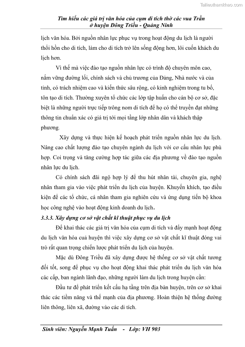 Khóa luận tốt nghiệp văn hóa du lịch Tìm hiểu các giá trị văn hóa của cụm di tích thờ các vua Trần ở huyện Đông Triều - Quảng Ninh - 15 Trang 85