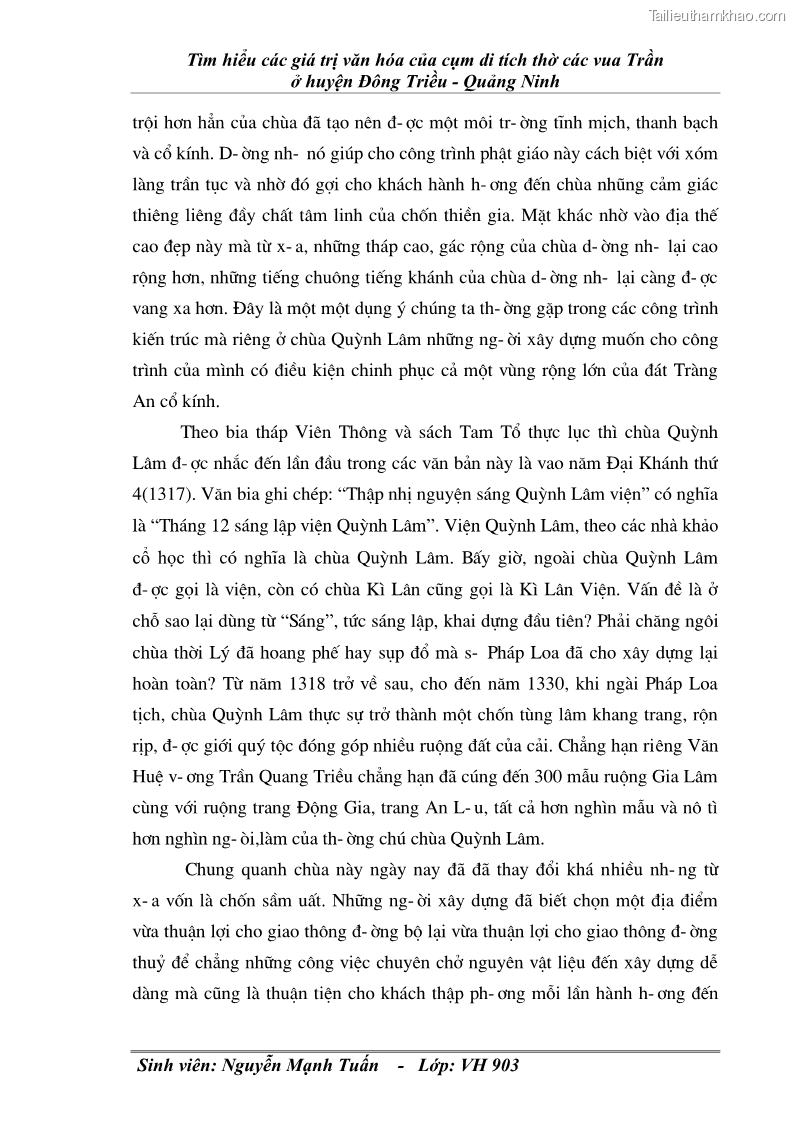 Khóa luận tốt nghiệp văn hóa du lịch Tìm hiểu các giá trị văn hóa của cụm di tích thờ các vua Trần ở huyện Đông Triều - Quảng Ninh - 7 Trang 37