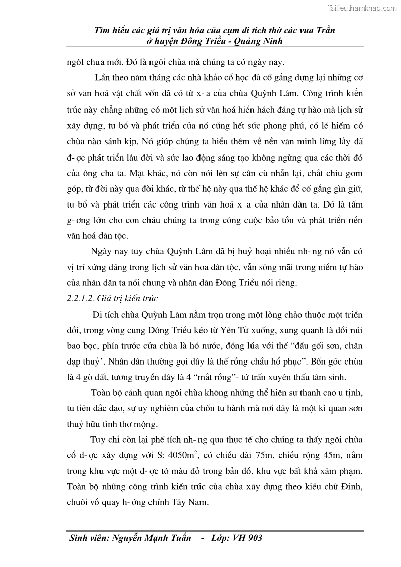 Khóa luận tốt nghiệp văn hóa du lịch Tìm hiểu các giá trị văn hóa của cụm di tích thờ các vua Trần ở huyện Đông Triều - Quảng Ninh - 8 Trang 43