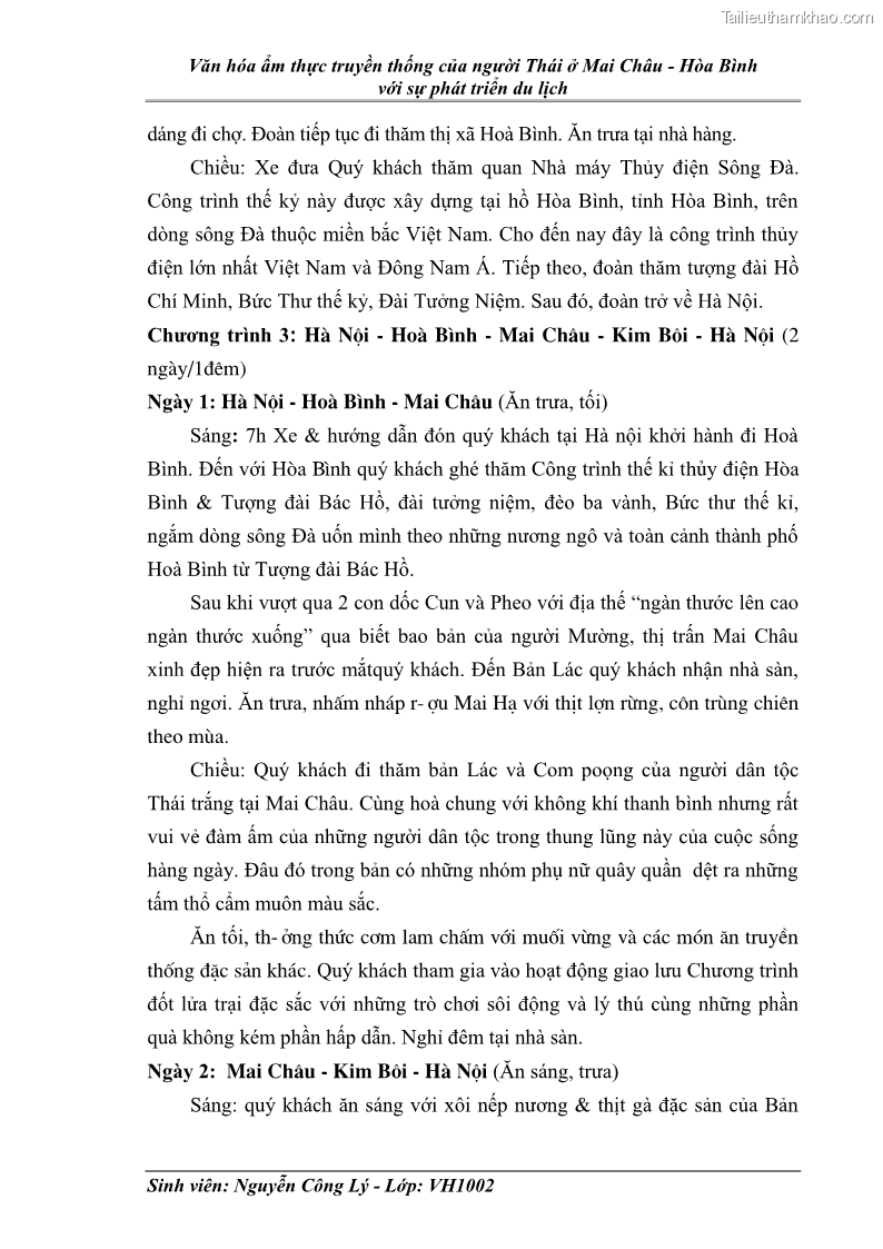 Khóa luận tốt nghiệp văn hóa du lịch Văn hóa ẩm thực truyền thống của người Thái ở Mai Châu - Hòa Bình với sự phát triển du lịch - 11 Trang 81