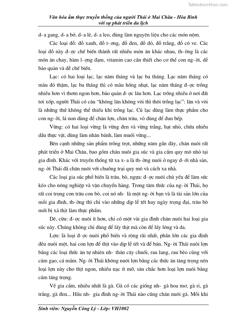 Khóa luận tốt nghiệp văn hóa du lịch Văn hóa ẩm thực truyền thống của người Thái ở Mai Châu - Hòa Bình với sự phát triển du lịch - 6 Trang 41