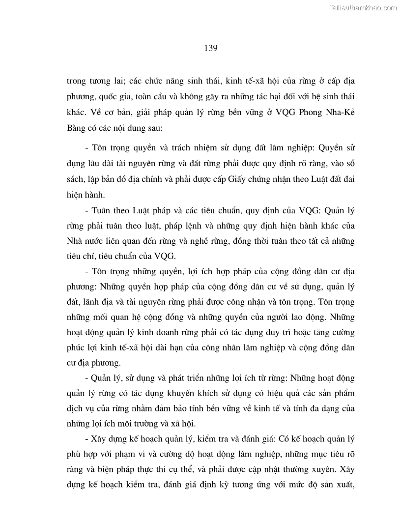 Luận án tiến sĩ kinh tế Phát triển du lịch bền vững ở Phong Nha - Kẻ Bàng - 24 Trang 139