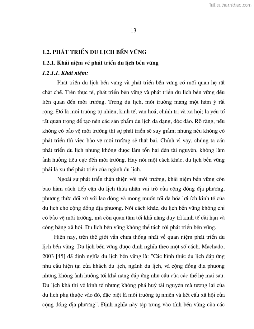 Luận án tiến sĩ kinh tế Phát triển du lịch bền vững ở Phong Nha - Kẻ Bàng - 3 Trang 13