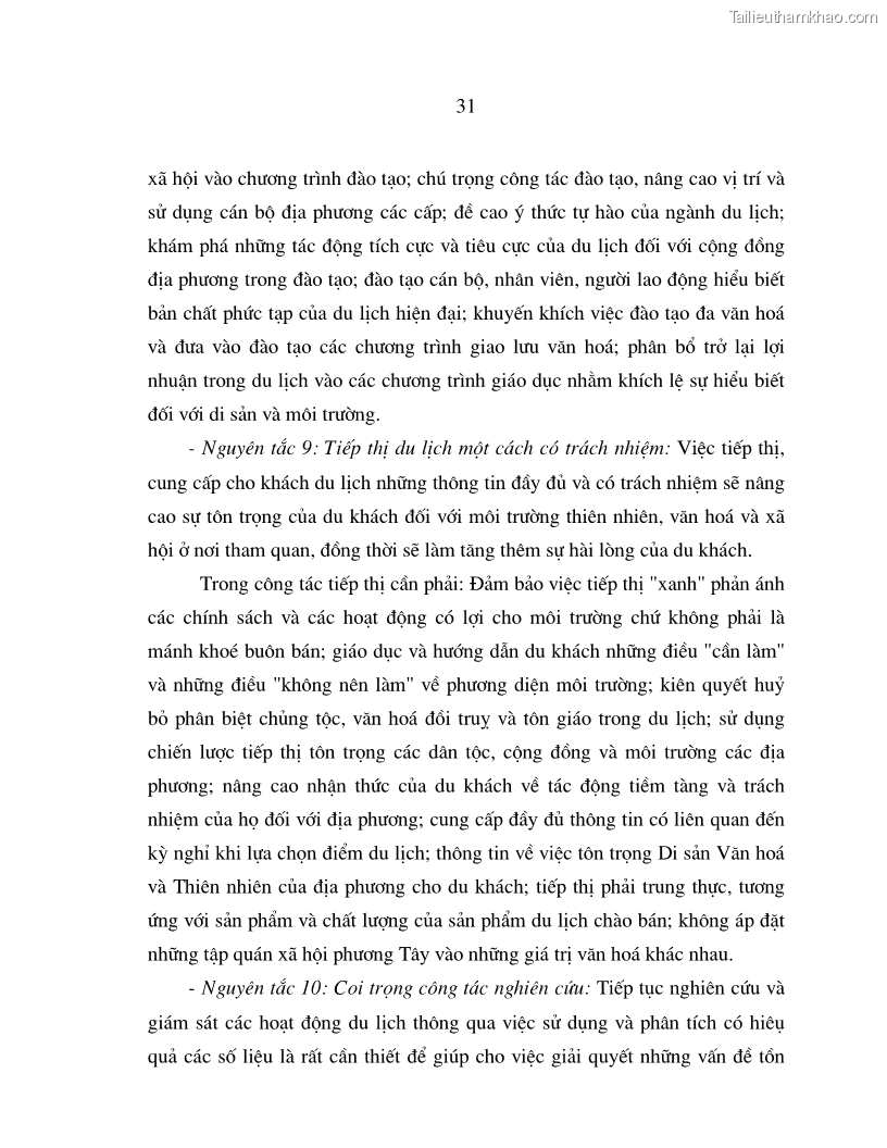 Luận án tiến sĩ kinh tế Phát triển du lịch bền vững ở Phong Nha - Kẻ Bàng - 6 Trang 31