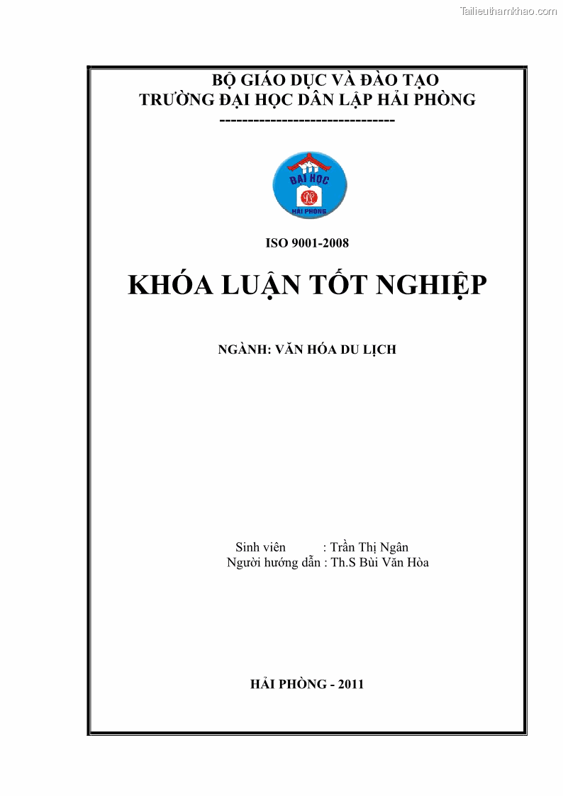 Khóa luận tốt nghiệp văn hóa du lịch Đề xuất một số giải pháp phát triển du lịch Hải Phòng giai đoạn 2011 – 2015 - 1 Trang 1