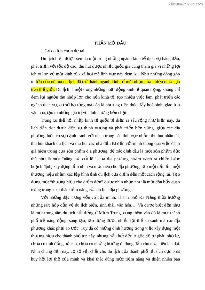Luận văn Xây dựng chiến lược marketing phát triển thương hiệu du lịch Đà Nẵng - 2 Trang 7