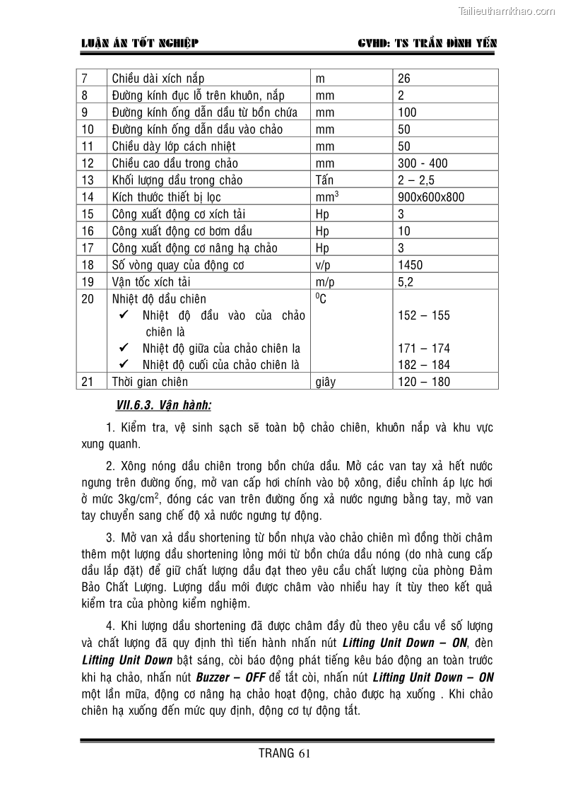 Khóa luận tốt nghiệp Thiết kế nhà máy sản xuất mì ăn liền - 11 Trang 61