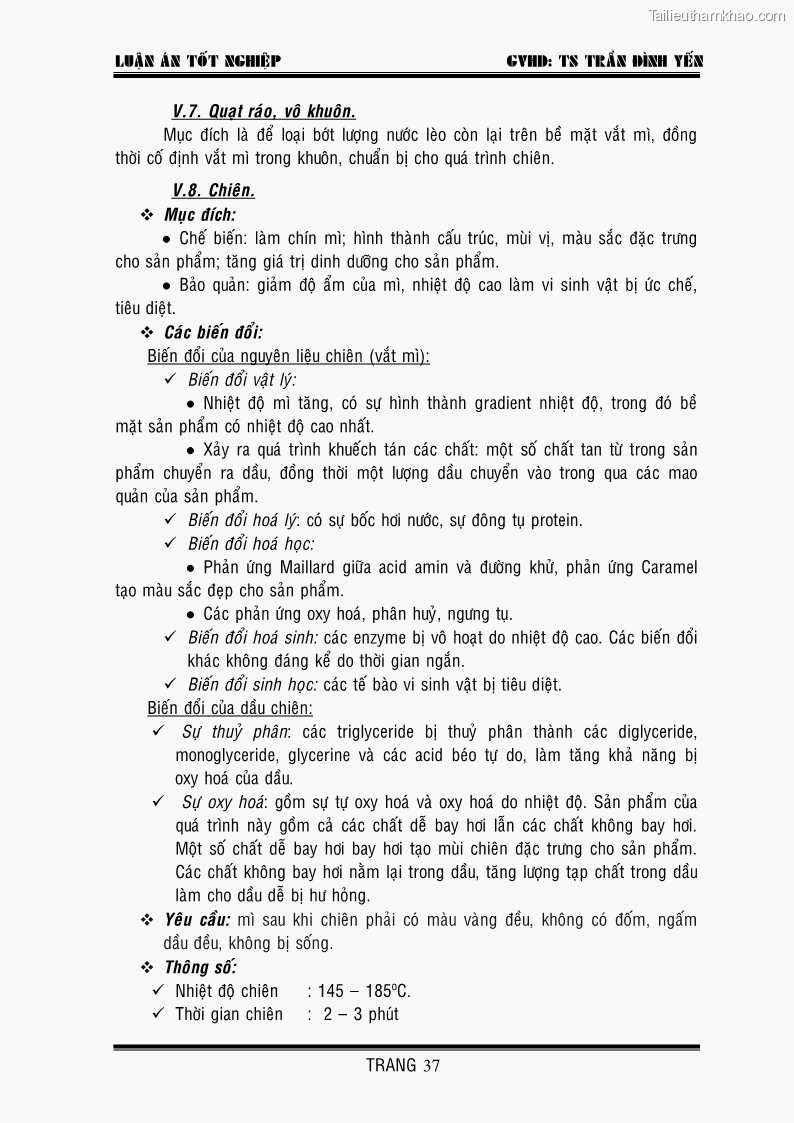 Khóa luận tốt nghiệp Thiết kế nhà máy sản xuất mì ăn liền - 7 Trang 37