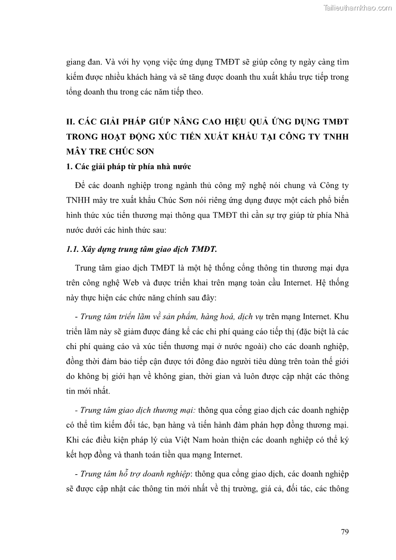 Khóa luận tốt nghiệp Ứng dụng thương mại điện tử trong hoạt động xúc tiến xuất khẩu tại công ty trách nhiệm hữu hạnh Mây tre xuất khẩu Chúc Sơn - 14 Trang 79