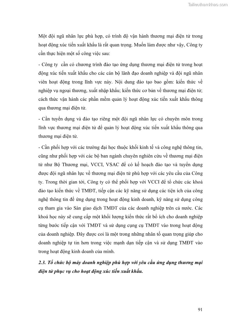 Khóa luận tốt nghiệp Ứng dụng thương mại điện tử trong hoạt động xúc tiến xuất khẩu tại công ty trách nhiệm hữu hạnh Mây tre xuất khẩu Chúc Sơn - 16 Trang 91