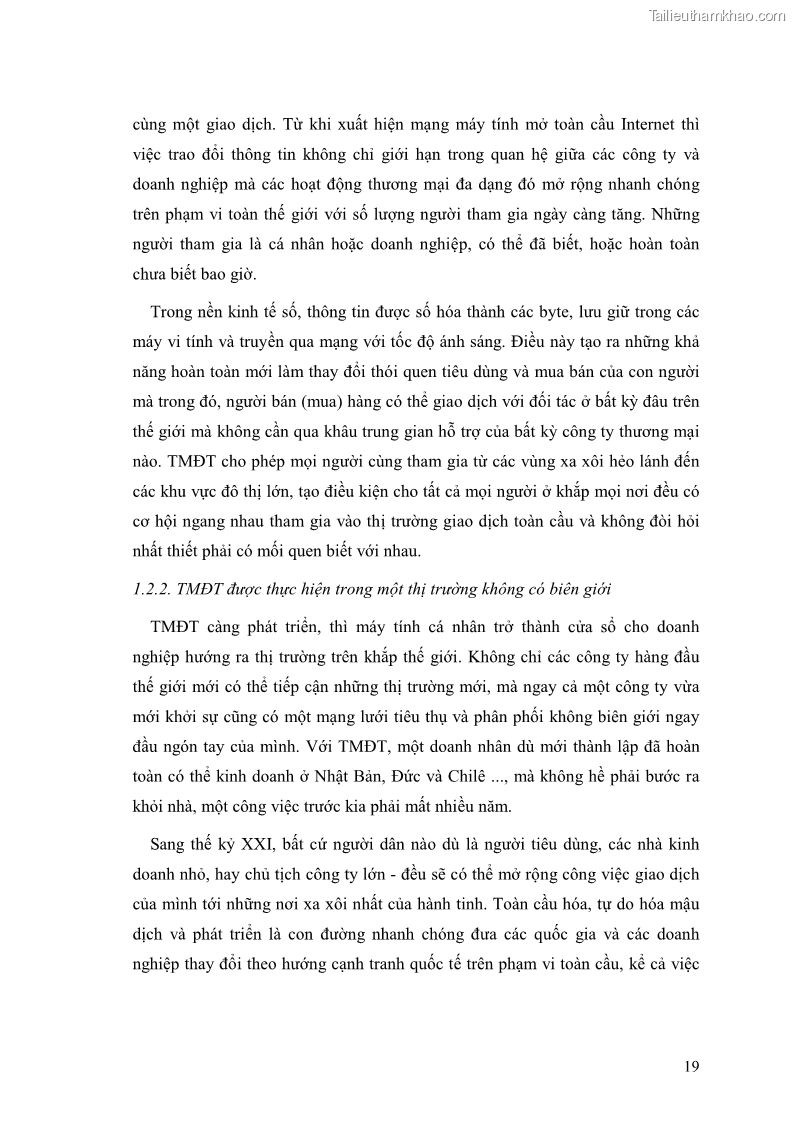 Khóa luận tốt nghiệp Ứng dụng thương mại điện tử trong hoạt động xúc tiến xuất khẩu tại công ty trách nhiệm hữu hạnh Mây tre xuất khẩu Chúc Sơn - 4 Trang 19