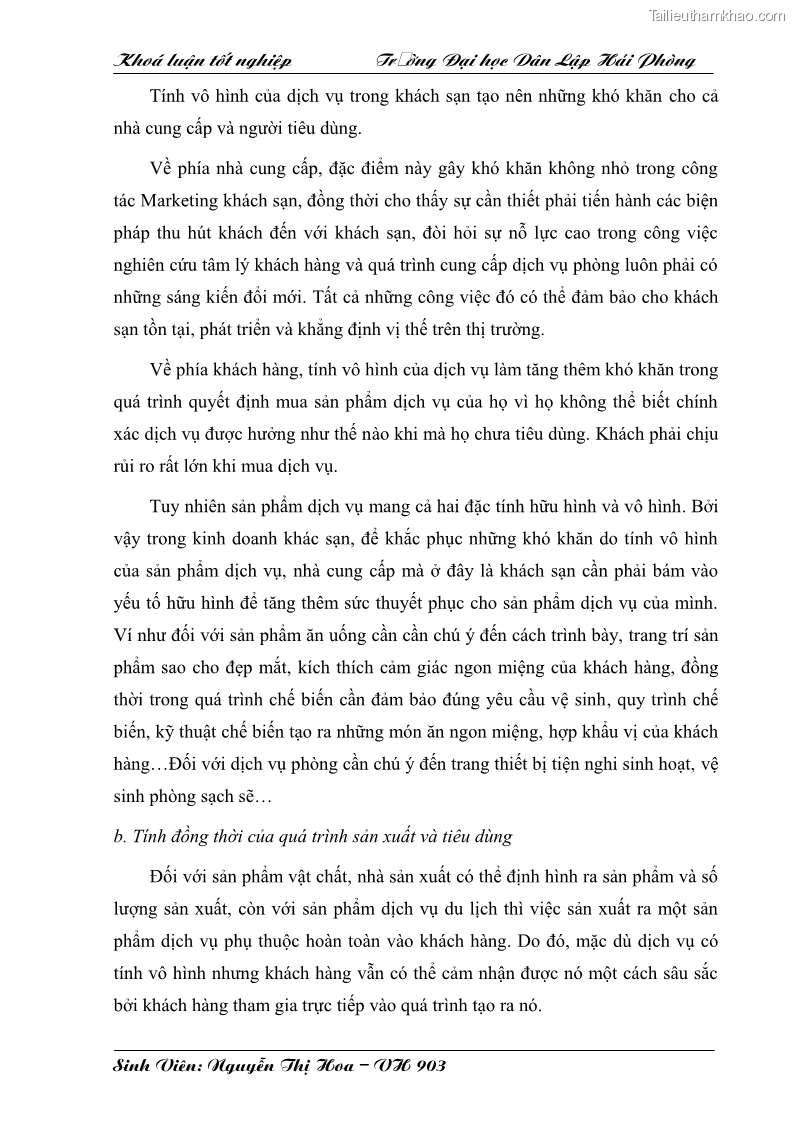 Khóa luận tốt nghiệp văn hóa du lịch Một số giải pháp nhằm nâng cao chất lượng dịch vụ phòng tại khách sạn Ngôi Sao Hải Phòng - 2 Trang 7