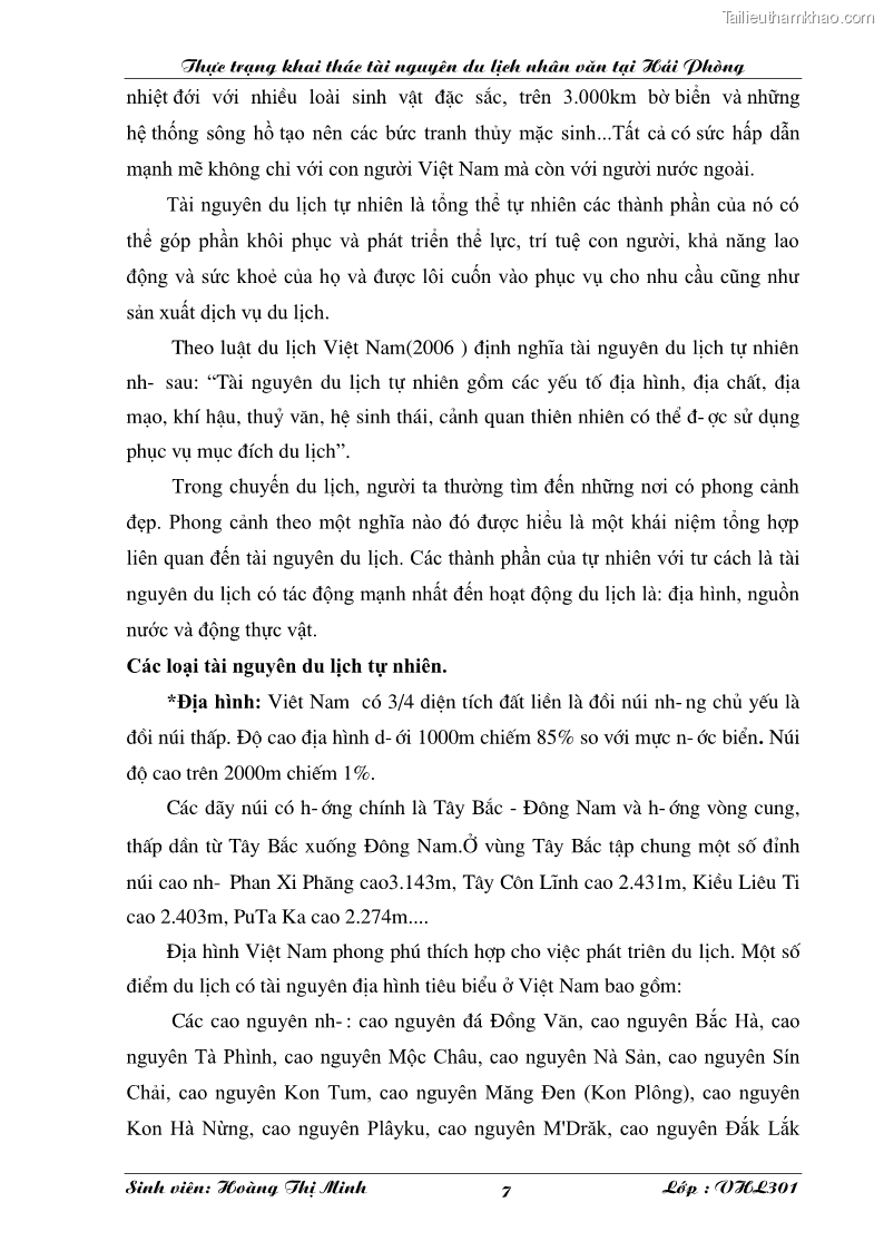 Khóa luận tốt nghiệp văn hóa du lịch Thực trạng khai thác tài nguyên du lịch nhân văn tại Hải Phòng - 2 Trang 7