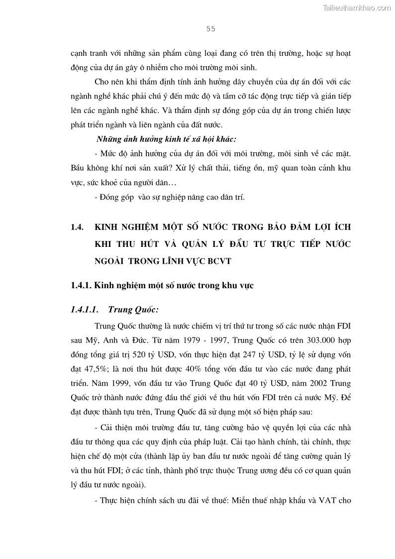 Luận án tiến sĩ kinh tế Bảo đảm lợi ích của bên Việt Nam trong thu hút và quản lý đầu tư trực tiếp nước ngoài ở Tổng công ty Bưu chính Viễn thông Việt Nam - 10 Trang 55