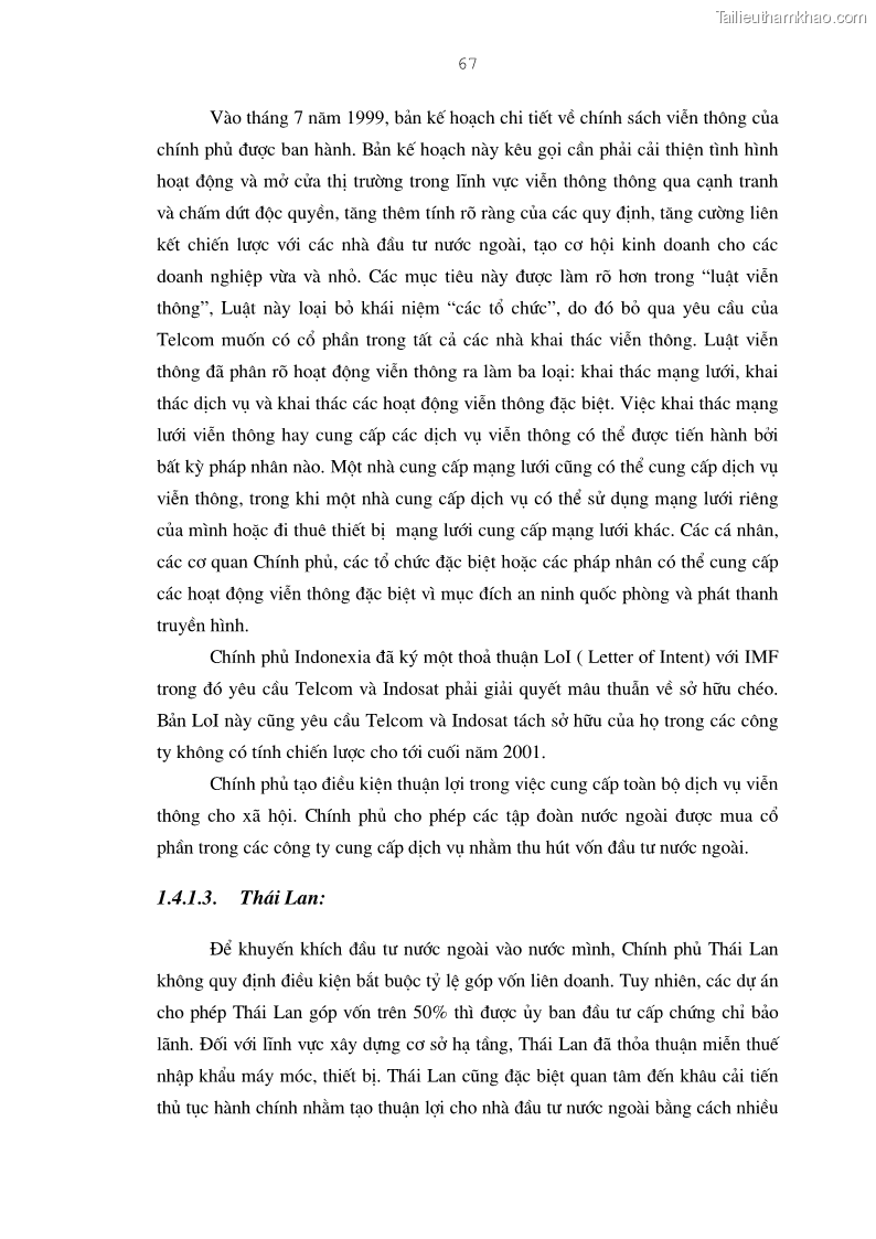 Luận án tiến sĩ kinh tế Bảo đảm lợi ích của bên Việt Nam trong thu hút và quản lý đầu tư trực tiếp nước ngoài ở Tổng công ty Bưu chính Viễn thông Việt Nam - 12 Trang 67