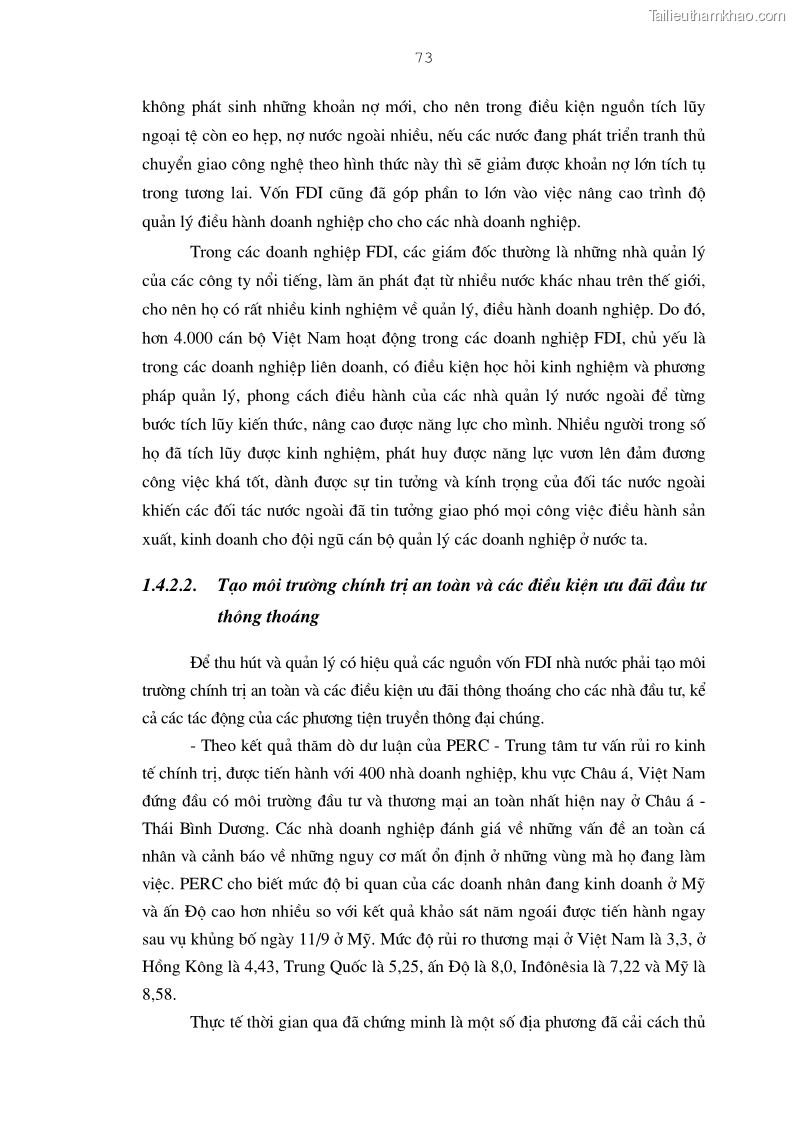 Luận án tiến sĩ kinh tế Bảo đảm lợi ích của bên Việt Nam trong thu hút và quản lý đầu tư trực tiếp nước ngoài ở Tổng công ty Bưu chính Viễn thông Việt Nam - 13 Trang 73