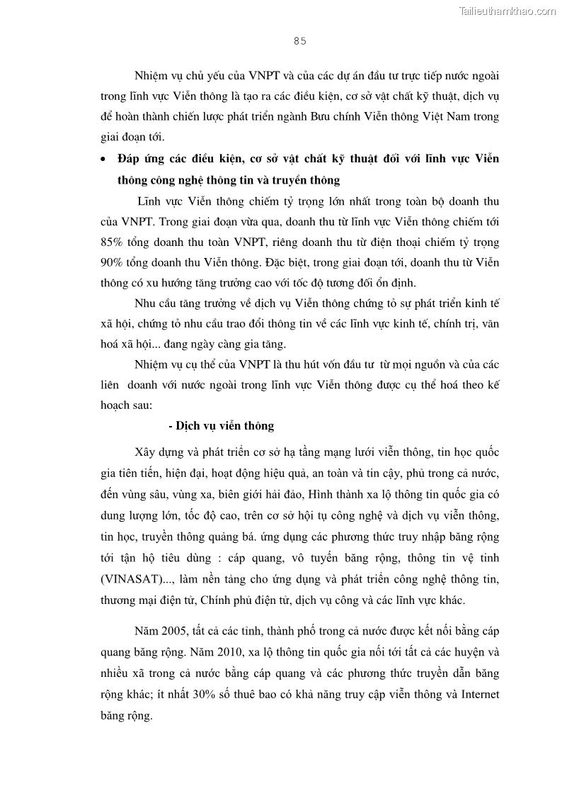 Luận án tiến sĩ kinh tế Bảo đảm lợi ích của bên Việt Nam trong thu hút và quản lý đầu tư trực tiếp nước ngoài ở Tổng công ty Bưu chính Viễn thông Việt Nam - 15 Trang 85