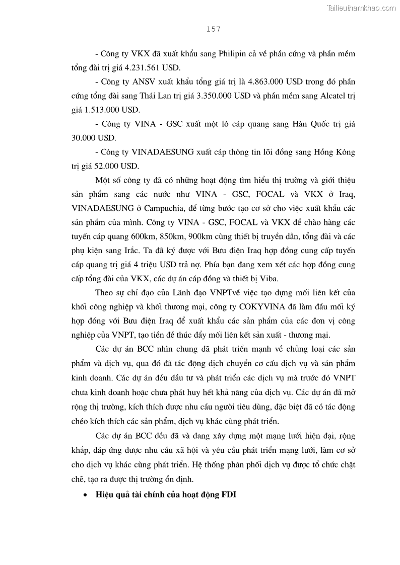 Luận án tiến sĩ kinh tế Bảo đảm lợi ích của bên Việt Nam trong thu hút và quản lý đầu tư trực tiếp nước ngoài ở Tổng công ty Bưu chính Viễn thông Việt Nam - 27 Trang 157