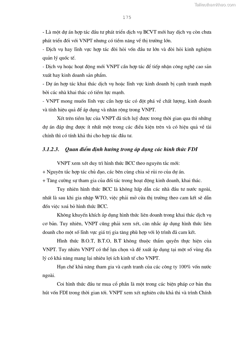 Luận án tiến sĩ kinh tế Bảo đảm lợi ích của bên Việt Nam trong thu hút và quản lý đầu tư trực tiếp nước ngoài ở Tổng công ty Bưu chính Viễn thông Việt Nam - 30 Trang 175