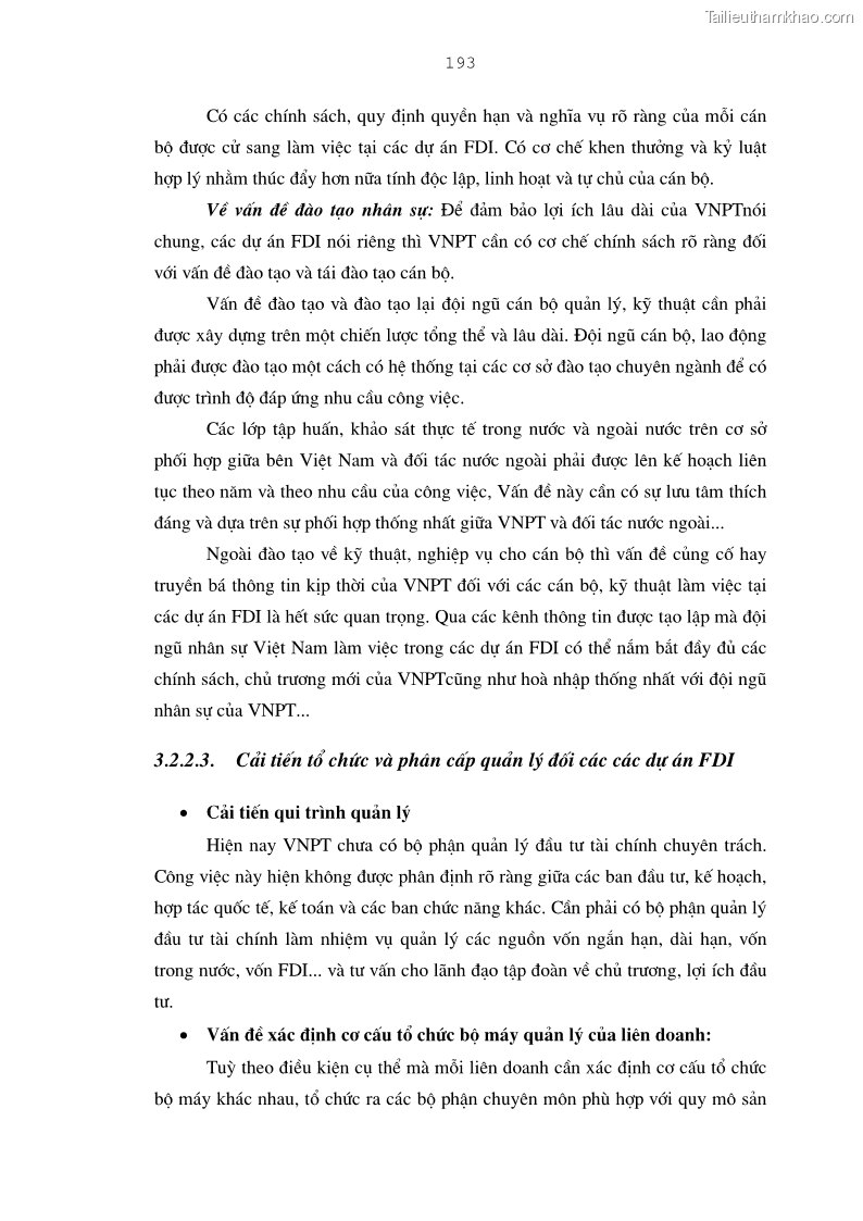 Luận án tiến sĩ kinh tế Bảo đảm lợi ích của bên Việt Nam trong thu hút và quản lý đầu tư trực tiếp nước ngoài ở Tổng công ty Bưu chính Viễn thông Việt Nam - 33 Trang 193