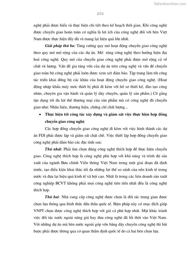 Luận án tiến sĩ kinh tế Bảo đảm lợi ích của bên Việt Nam trong thu hút và quản lý đầu tư trực tiếp nước ngoài ở Tổng công ty Bưu chính Viễn thông Việt Nam - 35 Trang 205