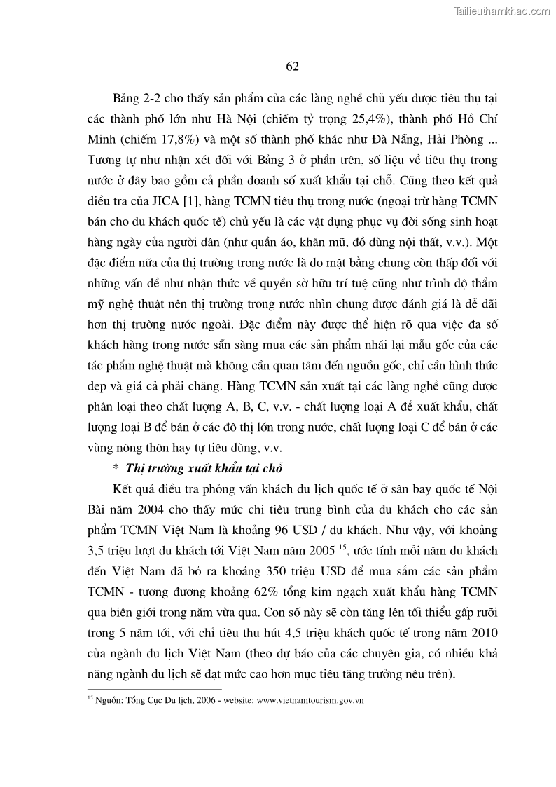 Luận án tiến sĩ kinh tế Chiến lược Marketing đối với hàng thủ công mỹ nghệ của các làng nghề - 11 Trang 61