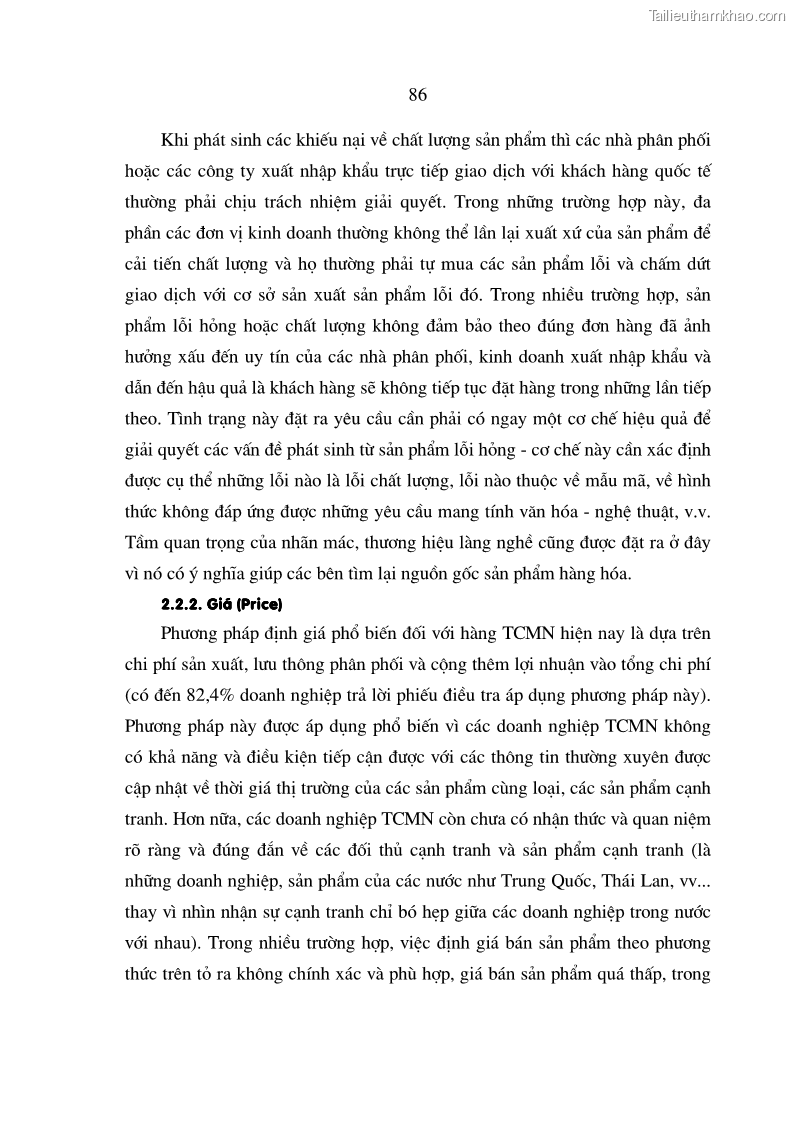 Luận án tiến sĩ kinh tế Chiến lược Marketing đối với hàng thủ công mỹ nghệ của các làng nghề - 15 Trang 85