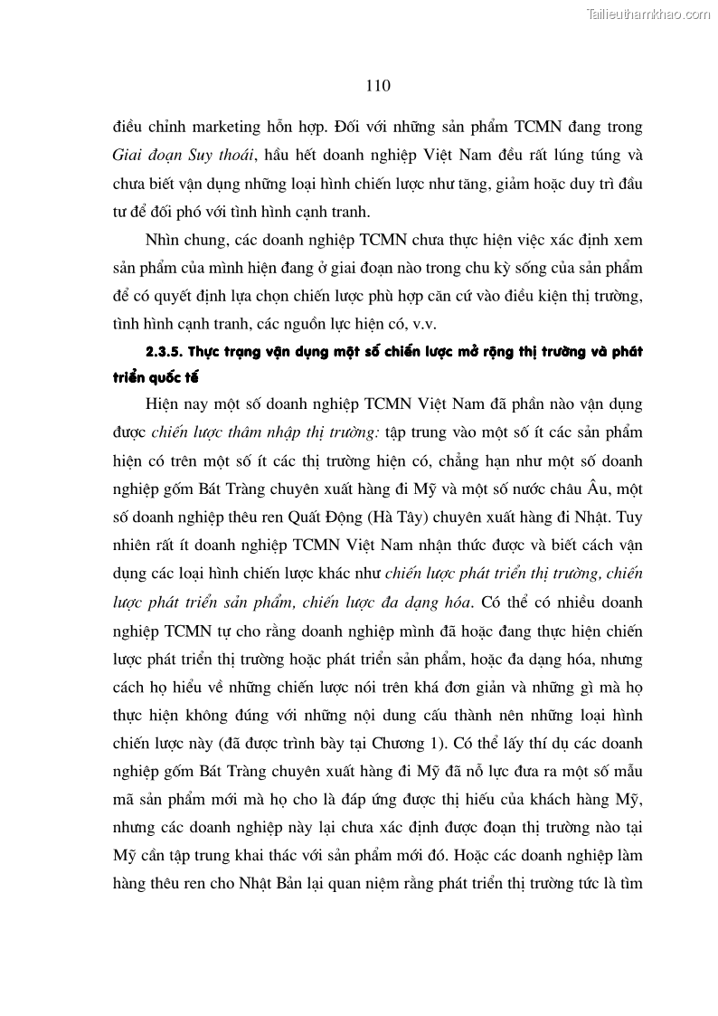 Luận án tiến sĩ kinh tế Chiến lược Marketing đối với hàng thủ công mỹ nghệ của các làng nghề - 19 Trang 109