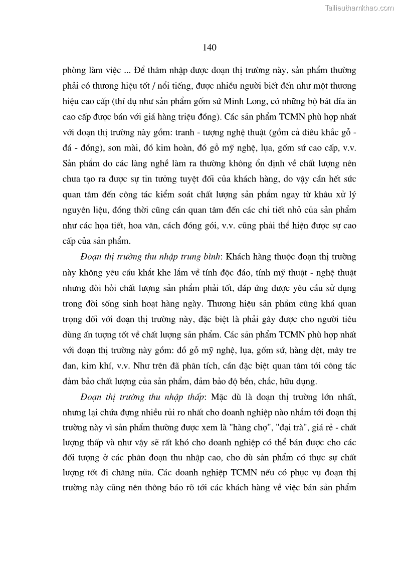 Luận án tiến sĩ kinh tế Chiến lược Marketing đối với hàng thủ công mỹ nghệ của các làng nghề - 24 Trang 139
