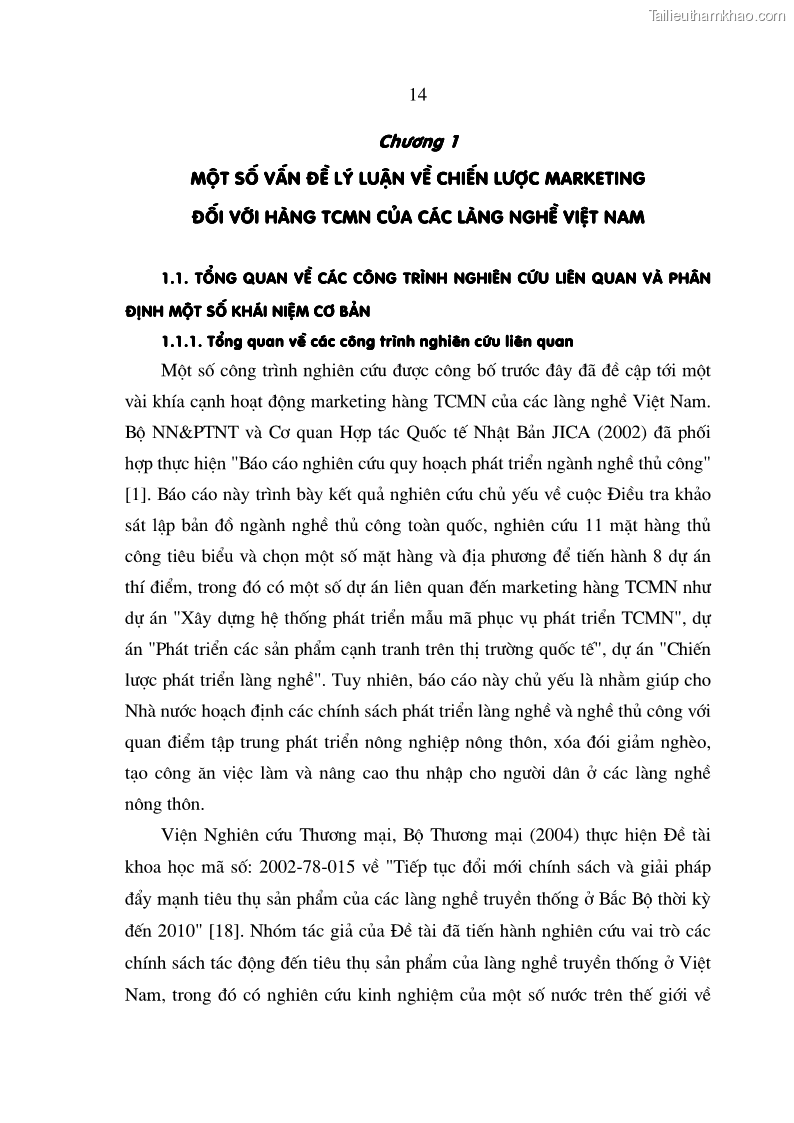 Luận án tiến sĩ kinh tế Chiến lược Marketing đối với hàng thủ công mỹ nghệ của các làng nghề - 3 Trang 13