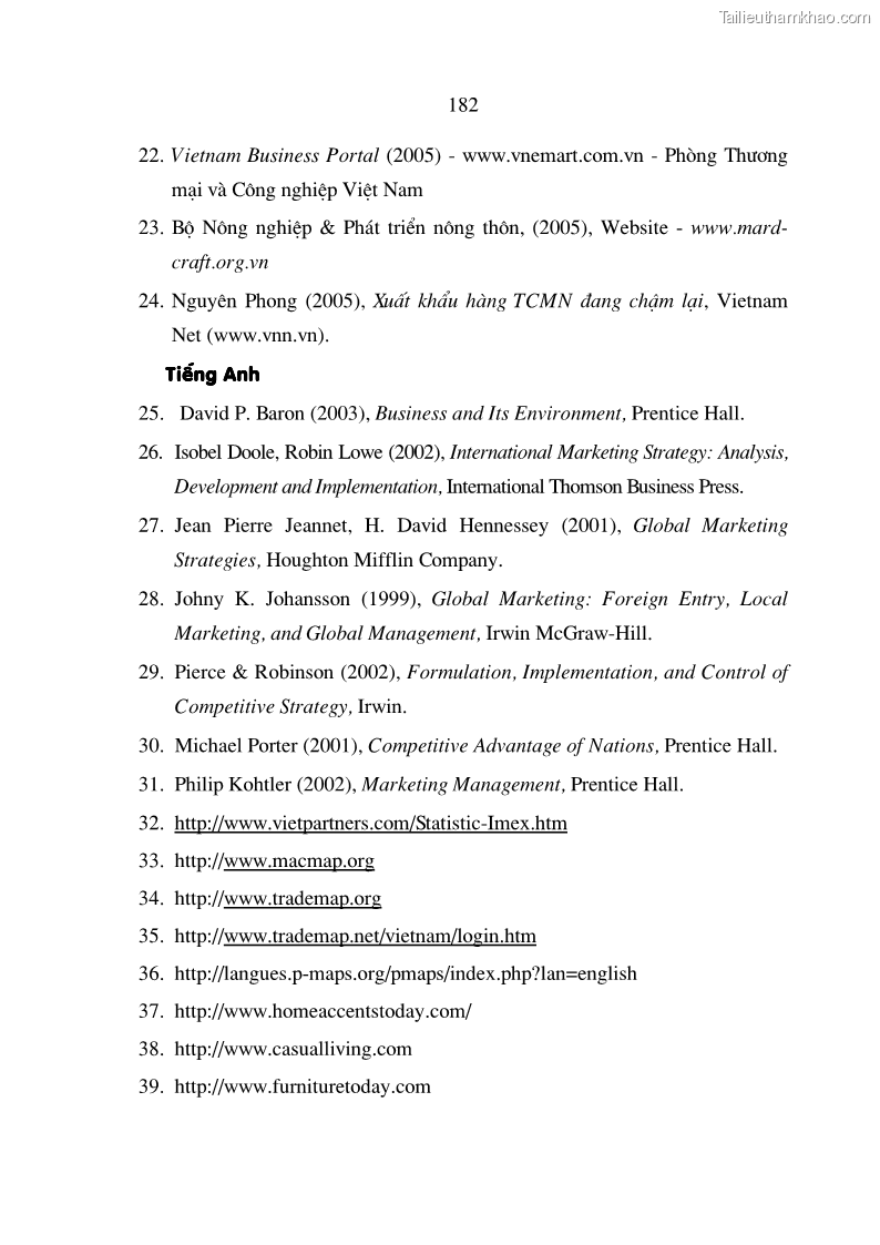 Luận án tiến sĩ kinh tế Chiến lược Marketing đối với hàng thủ công mỹ nghệ của các làng nghề - 31 Trang 181