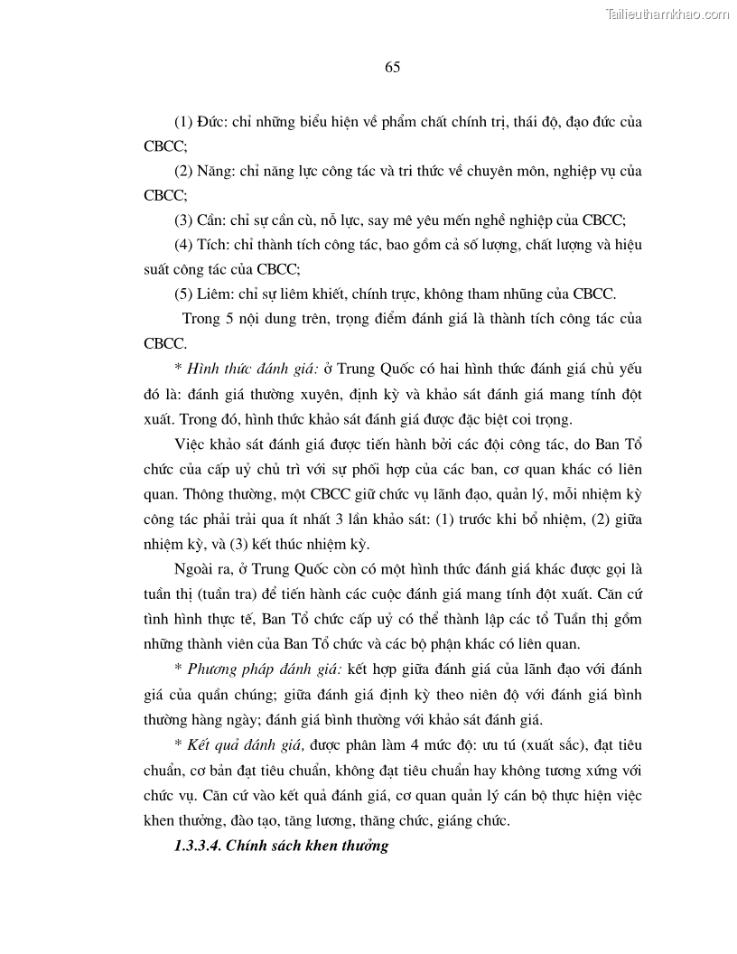 Luận án tiến sĩ kinh tế Chính sách tạo động lực cho cán bộ công chức cấp xã Nghiên cứu trên địa bàn tỉnh Nghệ An - 13 Trang 73