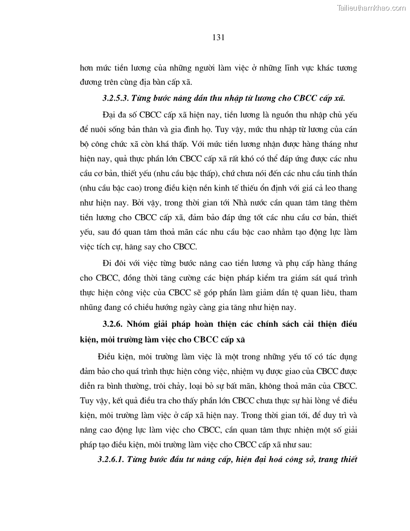 Luận án tiến sĩ kinh tế Chính sách tạo động lực cho cán bộ công chức cấp xã Nghiên cứu trên địa bàn tỉnh Nghệ An - 24 Trang 139