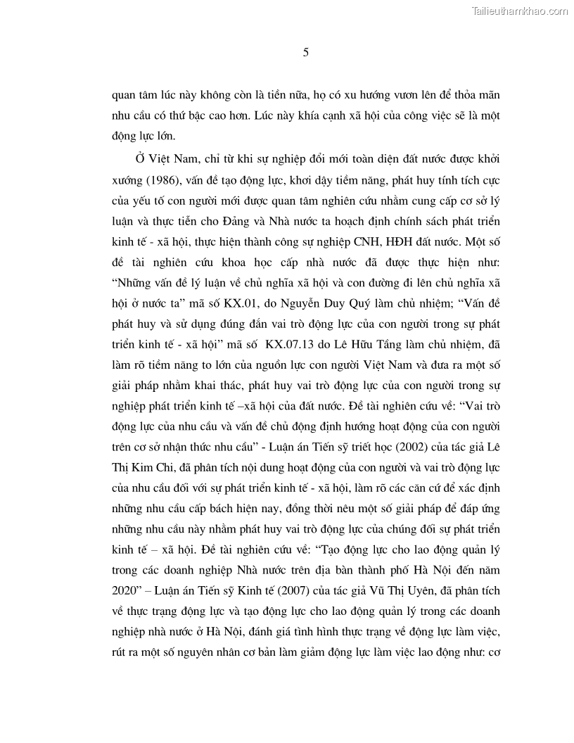 Luận án tiến sĩ kinh tế Chính sách tạo động lực cho cán bộ công chức cấp xã Nghiên cứu trên địa bàn tỉnh Nghệ An - 3 Trang 13