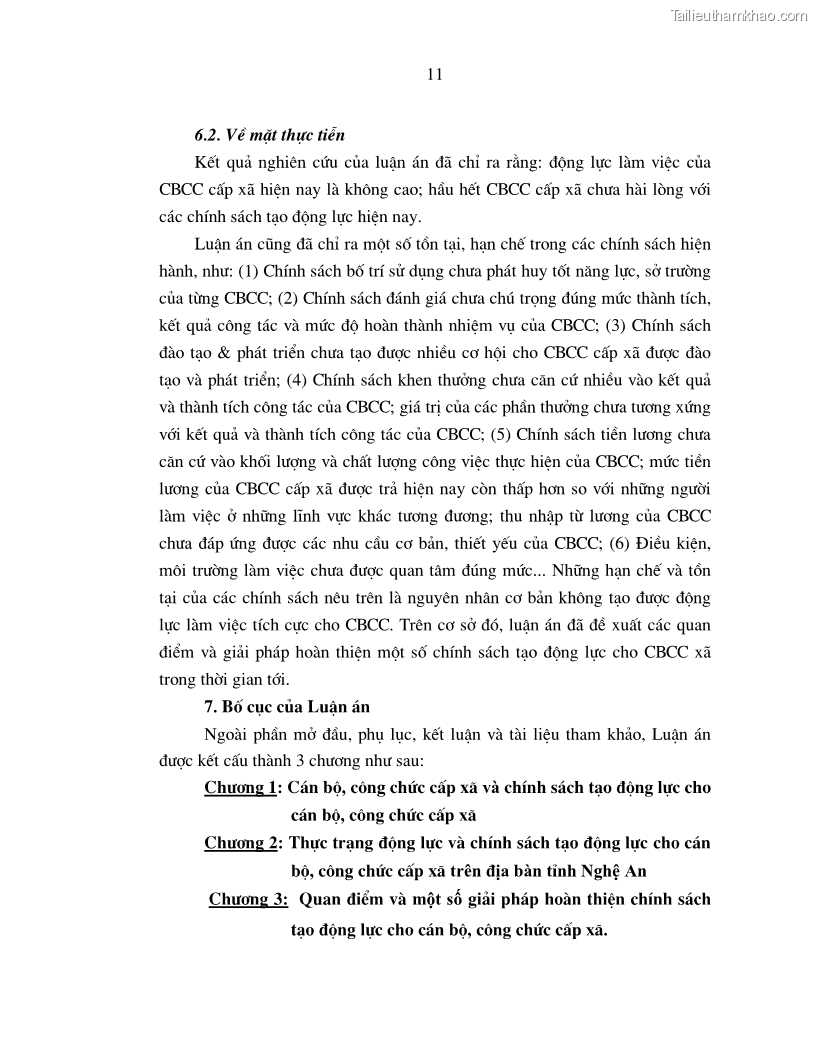 Luận án tiến sĩ kinh tế Chính sách tạo động lực cho cán bộ công chức cấp xã Nghiên cứu trên địa bàn tỉnh Nghệ An - 4 Trang 19