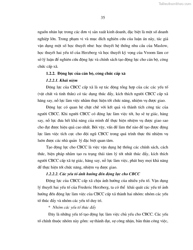 Luận án tiến sĩ kinh tế Chính sách tạo động lực cho cán bộ công chức cấp xã Nghiên cứu trên địa bàn tỉnh Nghệ An - 8 Trang 43