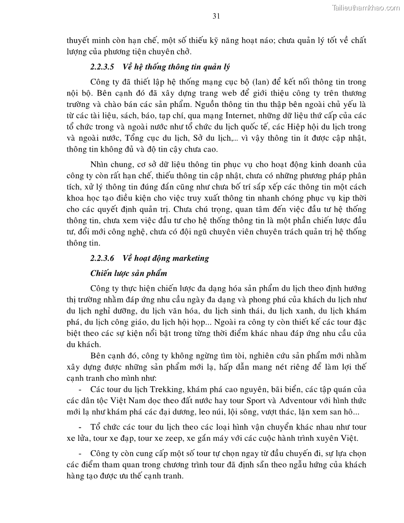 Luận văn thạc sĩ Nâng cao năng lực cạnh tranh nhằm mở rộng thị trường du lịch cho Công ty Dịch vụ Du lịch Bến Thành đến năm 2010 - 6 Trang 31