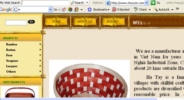 Nội dung chủ yếu của Website gồm Giới thiệu về công ty ABOUT US tên công 1