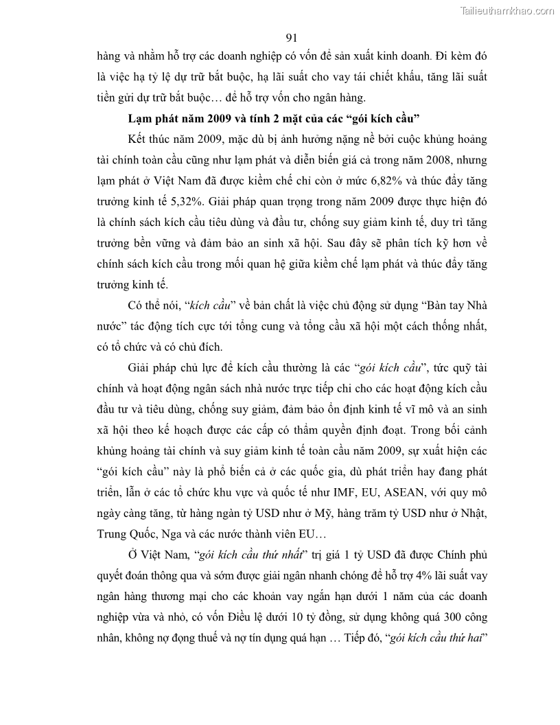 Luận án tiến sĩ kinh tế Điều hành chính sách tiền tệ nhằm kiểm soát lạm phát trong quá trình chuyển đổi nền kinh tế ở Việt Nam - 18 Trang 103