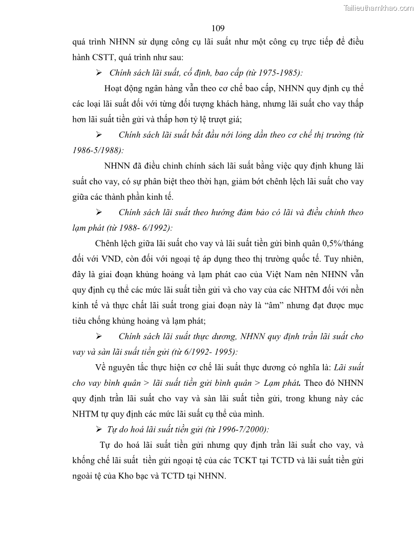 Luận án tiến sĩ kinh tế Điều hành chính sách tiền tệ nhằm kiểm soát lạm phát trong quá trình chuyển đổi nền kinh tế ở Việt Nam - 21 Trang 121