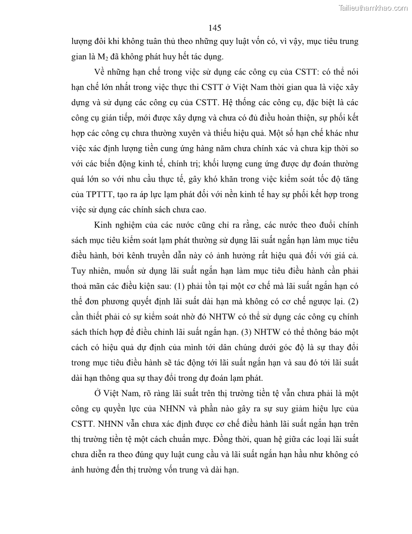 Luận án tiến sĩ kinh tế Điều hành chính sách tiền tệ nhằm kiểm soát lạm phát trong quá trình chuyển đổi nền kinh tế ở Việt Nam - 27 Trang 157