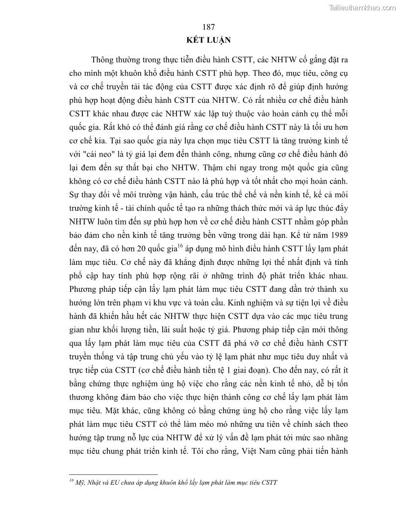 Luận án tiến sĩ kinh tế Điều hành chính sách tiền tệ nhằm kiểm soát lạm phát trong quá trình chuyển đổi nền kinh tế ở Việt Nam - 34 Trang 199