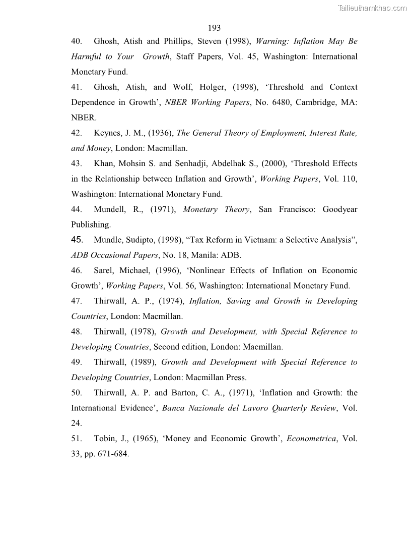 Luận án tiến sĩ kinh tế Điều hành chính sách tiền tệ nhằm kiểm soát lạm phát trong quá trình chuyển đổi nền kinh tế ở Việt Nam - 35 Trang 205