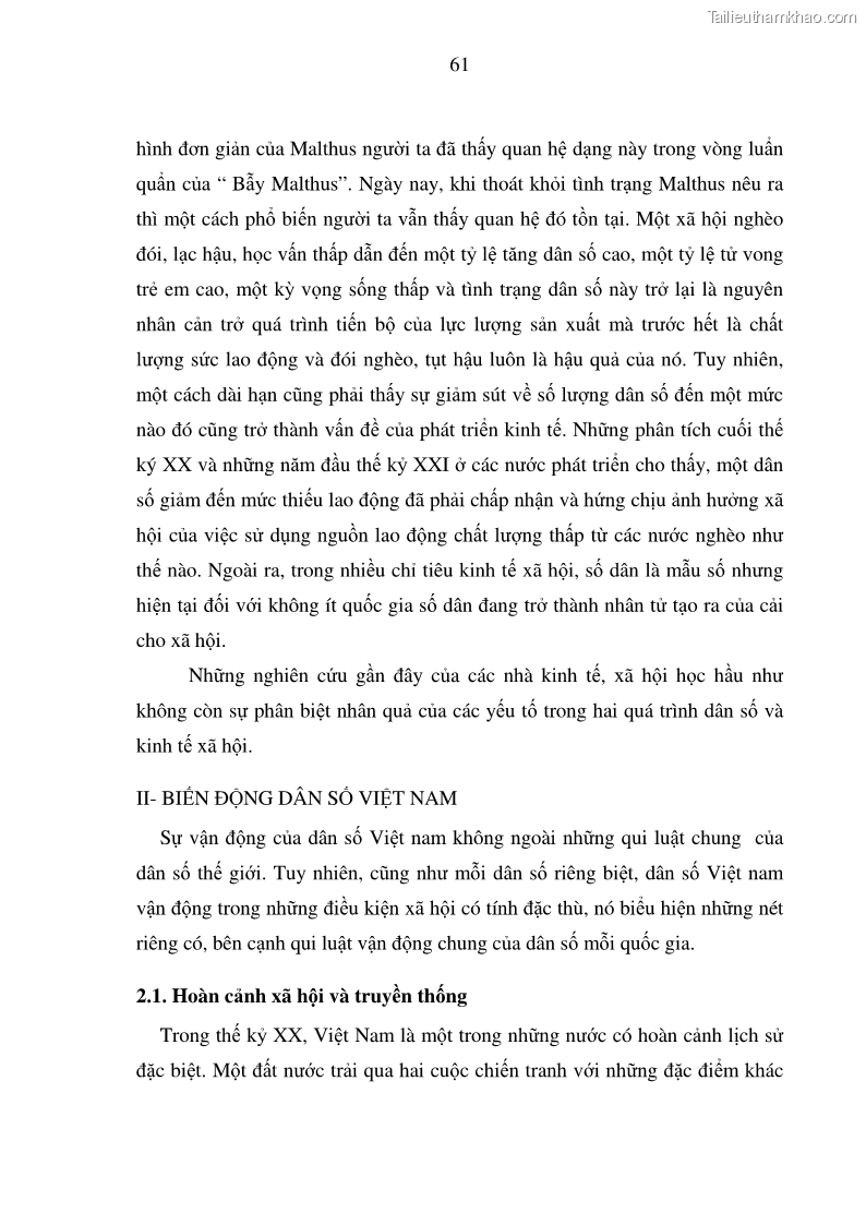 Luận án tiến sĩ kinh tế Hệ thống mô hình đánh giá sự phù hợp của quá trình phát triển dân số - kinh tế Việt Nam - 11 Trang 61