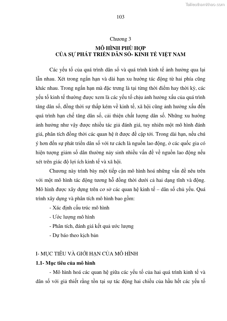 Luận án tiến sĩ kinh tế Hệ thống mô hình đánh giá sự phù hợp của quá trình phát triển dân số - kinh tế Việt Nam - 18 Trang 103
