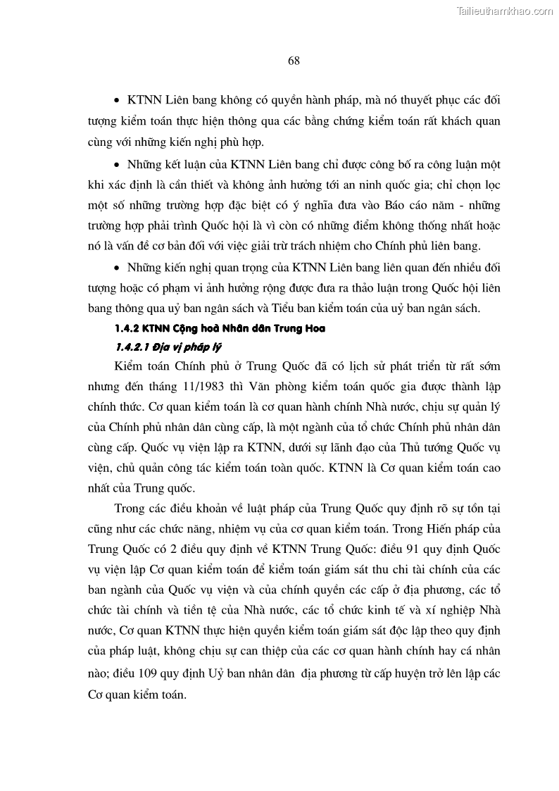 Luận án tiến sĩ kinh tế Mô hình tổ chức và cơ chế hoạt động của kiểm toán nhà nước Việt Nam - 12 Trang 67