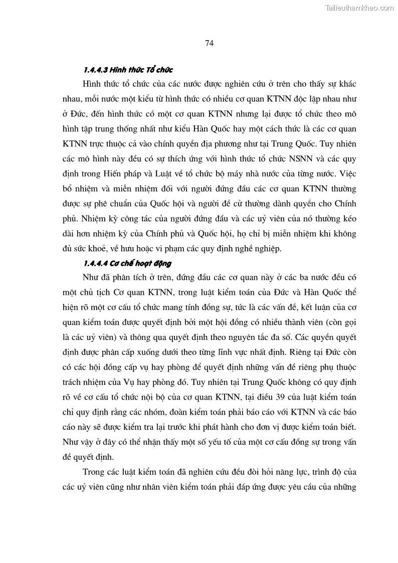 Luận án tiến sĩ kinh tế Mô hình tổ chức và cơ chế hoạt động của kiểm toán nhà nước Việt Nam - 13 Trang 73